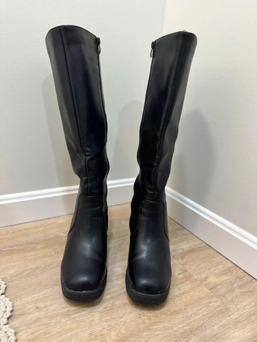 Black Knee High Boots, Women 9, Black